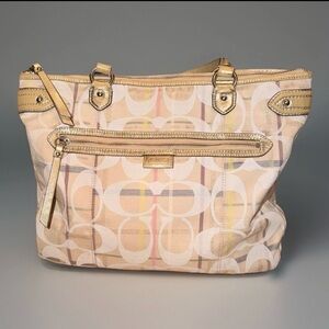 Vintage Y2K Coach Tattersall Sequin Lurex Metallic Signature Sateen GlamTote